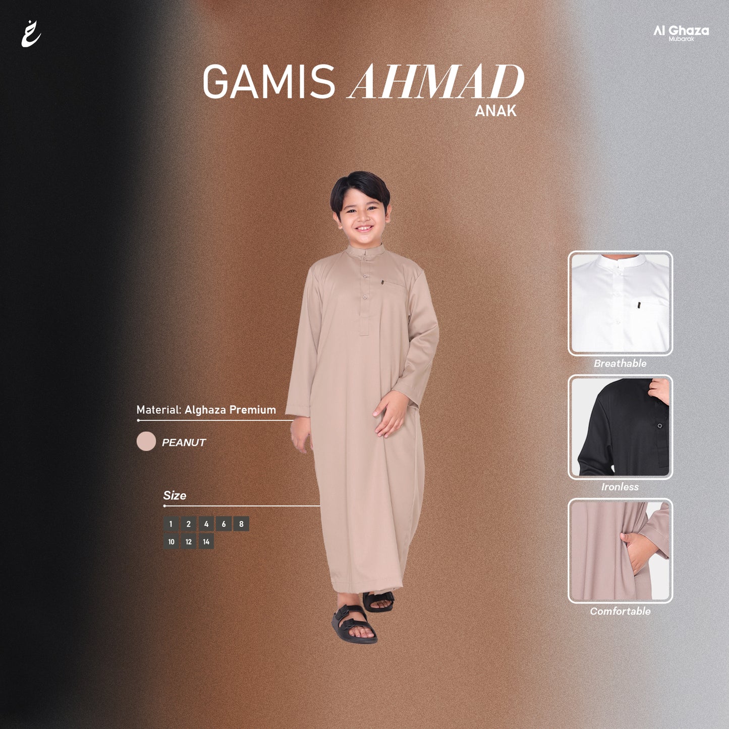 Gamis Ahmad Anak Warna Peanut