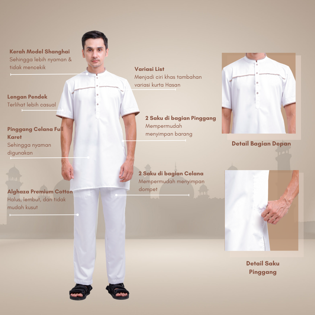 Kurta Hasan Lengan Pendek Dewasa