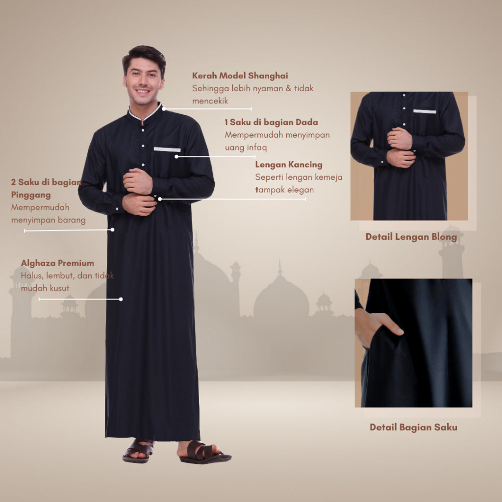 Gamis Arofah Lengan Kemeja Dewasa