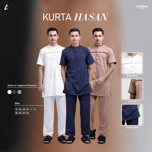 Kurta Hasan Lengan Pendek Dewasa
