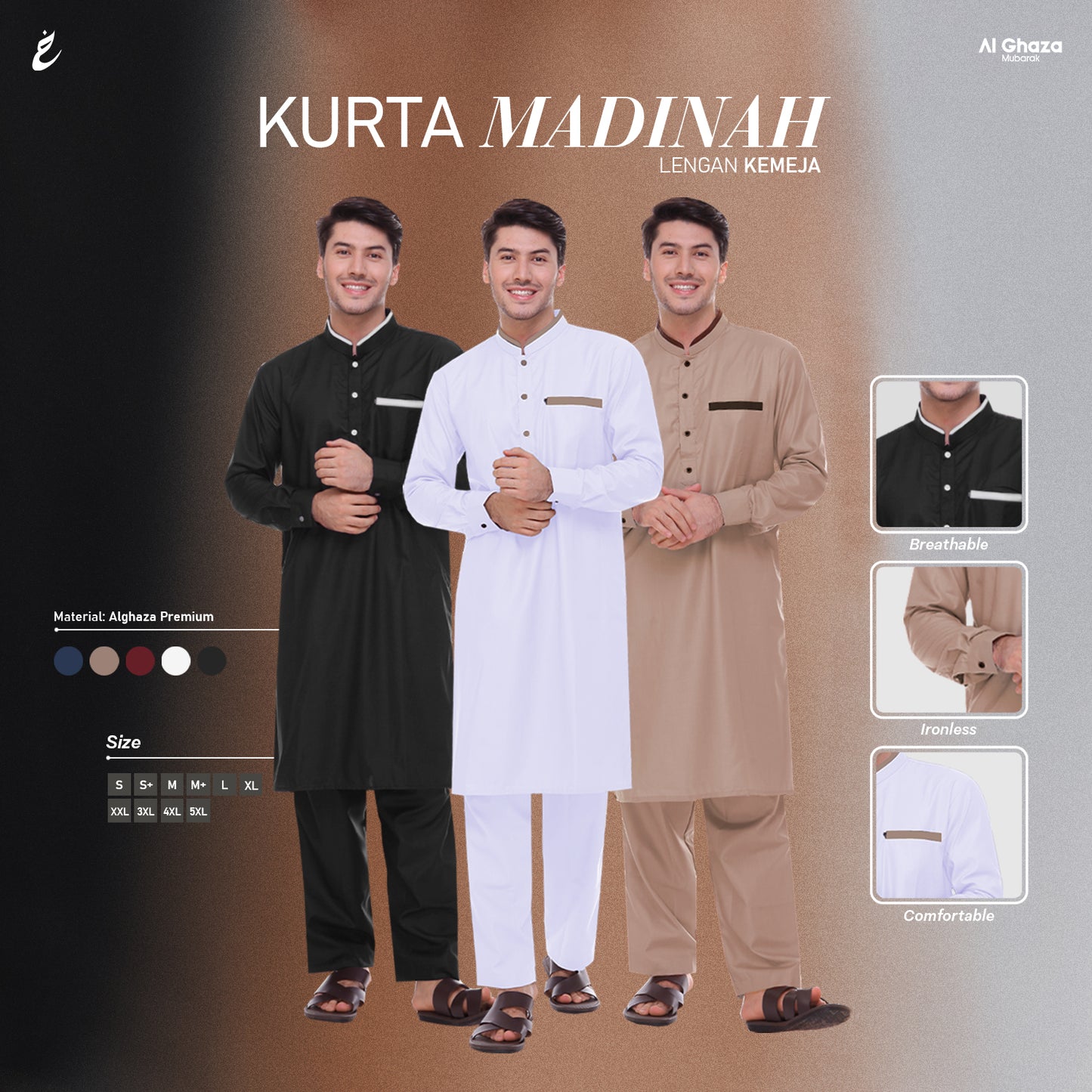 Kurta Madinah Lengan Kemeja Dewasa