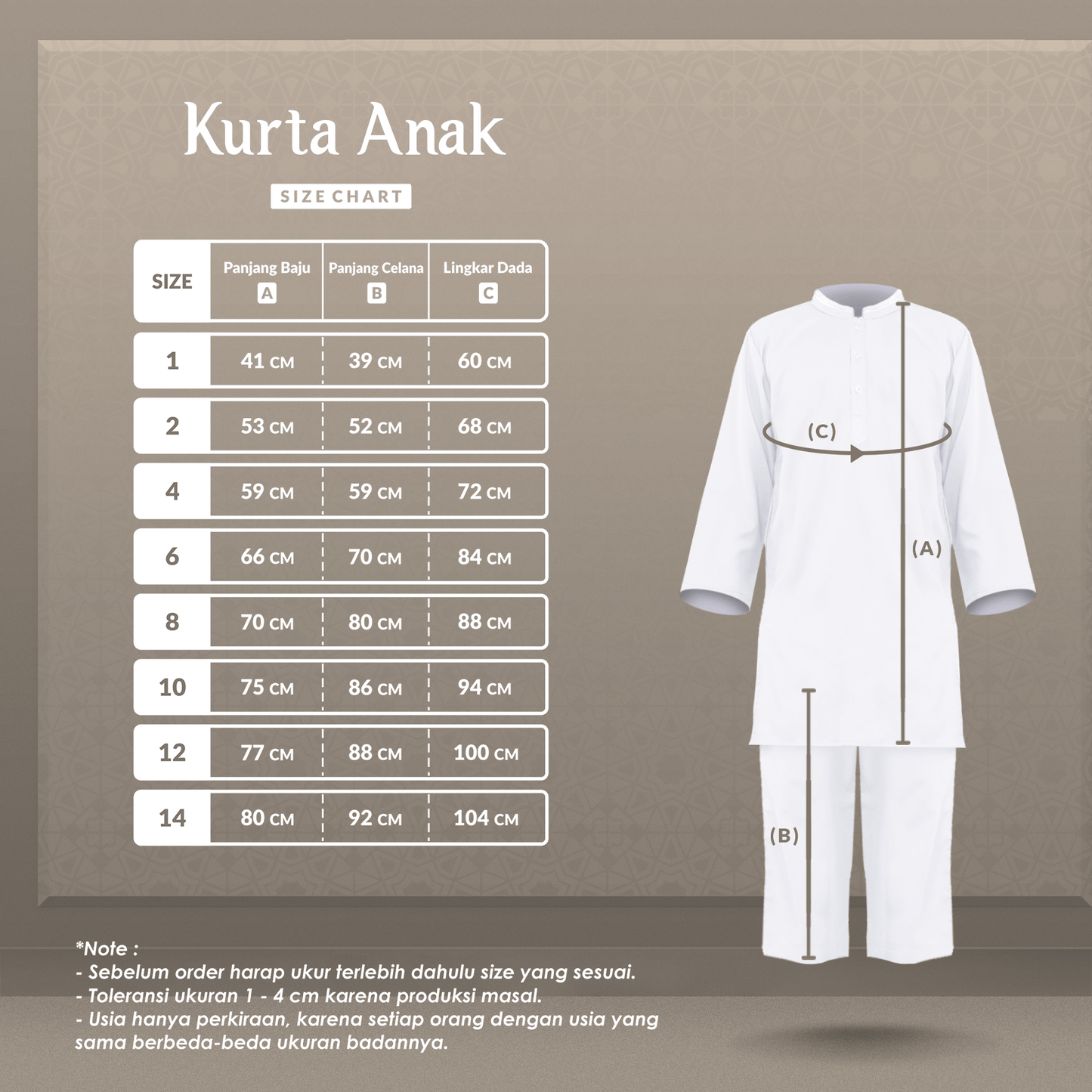 Setelan Kurta Yusuf Anak